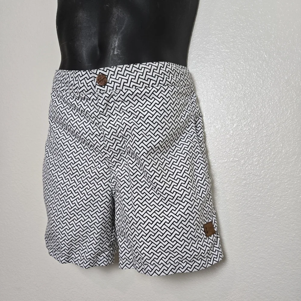 RETROMARINE‎ Zig Zags Swim Trunk White Navy Resort Beach Pool Vacation Size 34